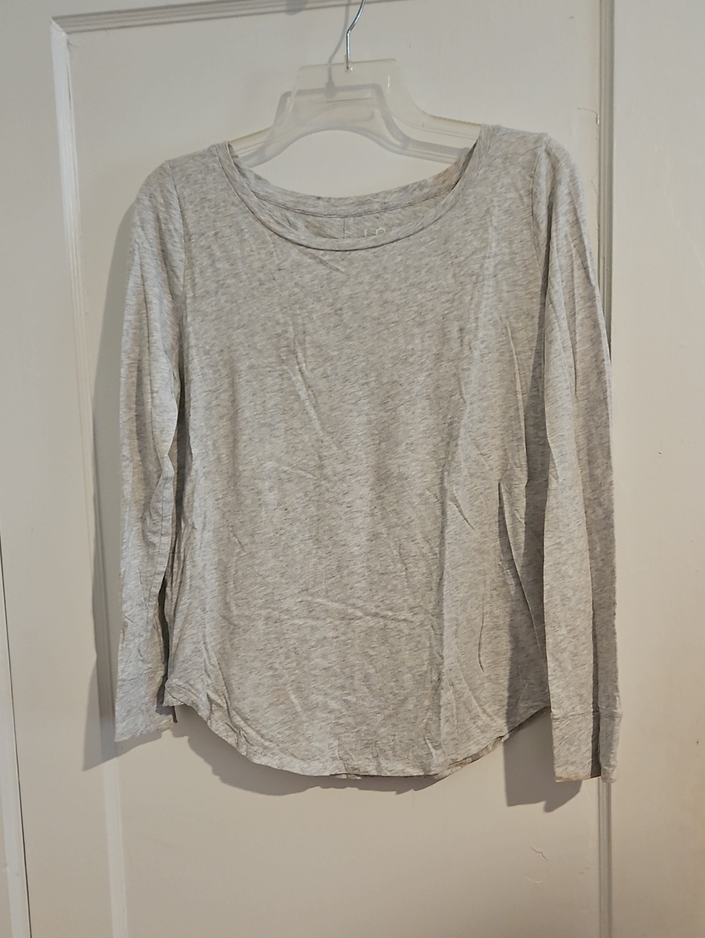 LOFT Light Heather Gray Long Sleeve Crewneck Tee Size Medium